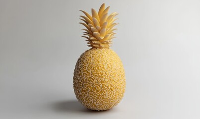 Wall Mural - A creatively designed pineapple sculpture with intricate patterns, set against a minimalistic background