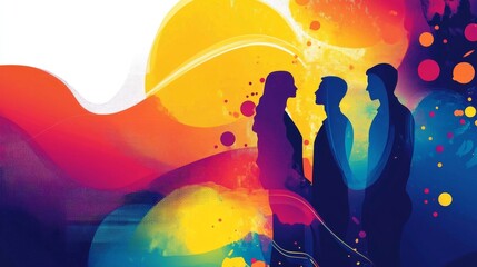 Poster - Abstract Colorful Silhouette of Three People