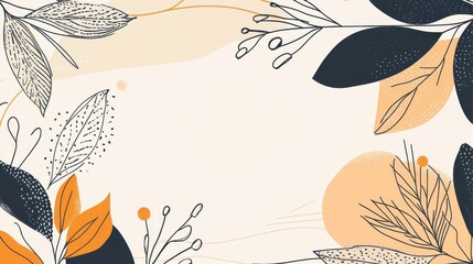 Poster - Abstract Botanical Illustration: Autumnal Hues and Organic Forms