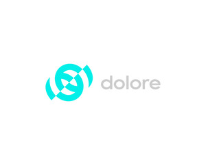 Poster - abstract logo from cut circles and lines. creative technology science sign. illustration.