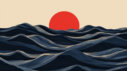 Poster - Serene Ocean Sunset: A Minimalist Seascape