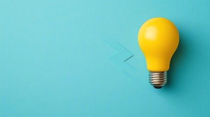 Poster - Yellow lightbulb idea, blue background, crack, innovation concept