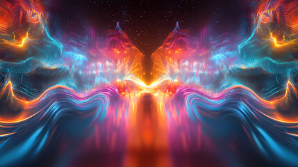 Wall Mural - Exploring cosmic phenomena star formation outer space digital art galactic environment abstract viewpoint cosmic energy concept. Galactic Energy Waves. Illustration