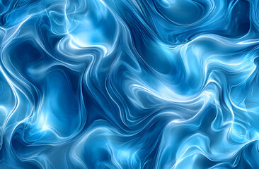 Poster - Mesmerizing blue ethereal flow, an abstract depiction of energy, fluid motion, and luminosity in a swirling contemporary design element