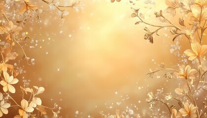 Poster - Golden Leaves and Glitter Sparkle Background