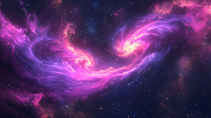 Wall Mural - cosmic vibrant pink nebula