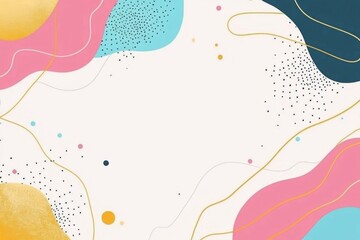 Poster - Abstract Colorful Shapes Background Design with Pastel Hues and Gold Accents
