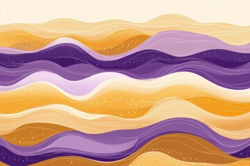 Poster - Abstract Wavy Landscape: Golden and Purple Hues