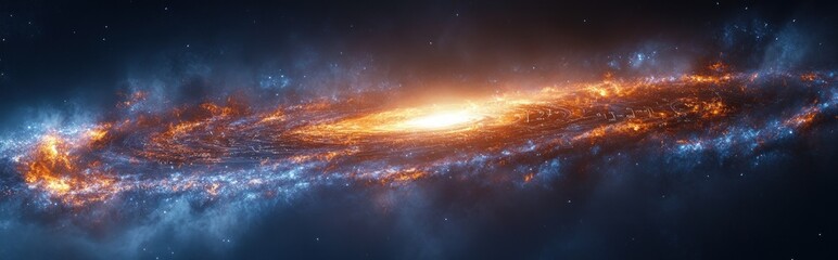 Wall Mural - galaxy space scene with mathematical formulas and cosmic background