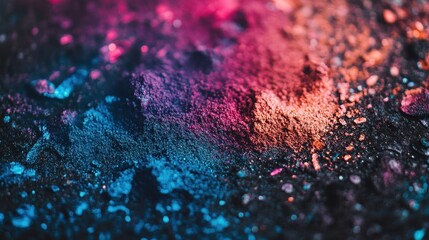 Poster - A colorful powdery substance is spread across a dark surface
