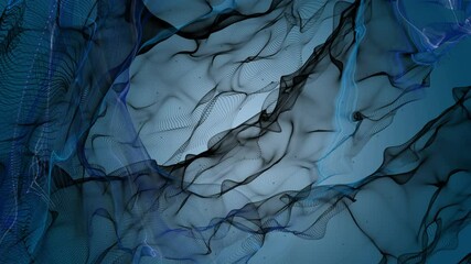 Poster - Futuristic video animation with particle wave object in slow motion, 4096x2304 loop 4K