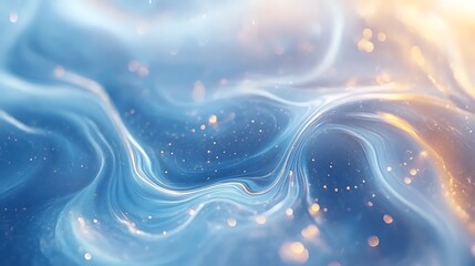 Abstract blue gold swirl, light bokeh