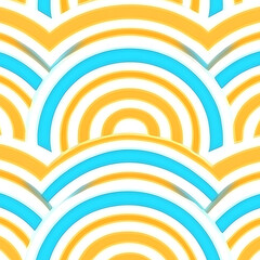 Poster - Abstract Aqua and Gold Half Circles Seamless Pattern Design for Modern Artistic Background.