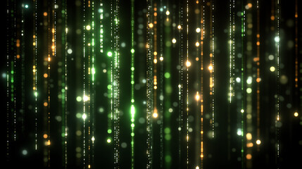 Poster - Abstract Background with Dotted Lines and Bokeh Effects in Green and Golden Hue Design Elements.