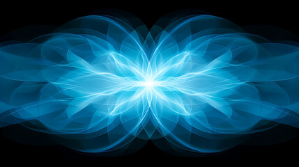 Poster - abstract blue light emanating pattern energy field design radiating flare geometric composition