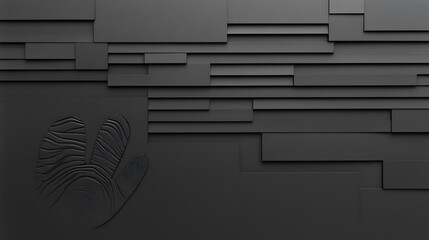 Poster - Abstract Dark Hand Imprint on Textured Rectangular Patterned Monochromatic Surface Composition.