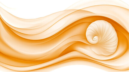 Poster - Abstract Golden Waves with Shell Design Elegance and Sophisticated Artistry Harmony Pattern.