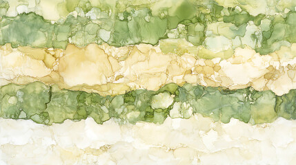 Poster - Abstract Green and Gold Color Bands Streaks Modern Ink Painting Style Illustration Design.