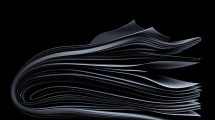 Poster - abstract illusion of curving paper sheets in the darkness a visual wonder of shapes and texture.