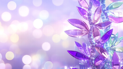 Poster - Abstract Light Burst with Lavender Crystal Branch for Holiday and Celebration Background Designs.