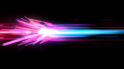 Poster - abstract light explosion effect with dynamic lines in black background composition render.