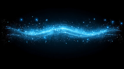 Poster - Abstract Light Wave Illustration with Dazzling Sparkles on a Dark Backdrop Radiating Magic.