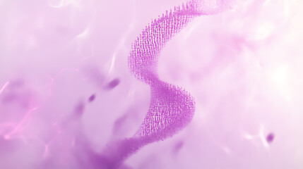 Poster - Abstract Rendering of Intertwined Strands with Mesh Details in Soft Pink and White Hues Rendering.