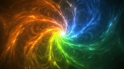 Poster - Abstract Swirl of Colorful Energy in a Dynamic Spiral Pattern Optical Art Background Rendering