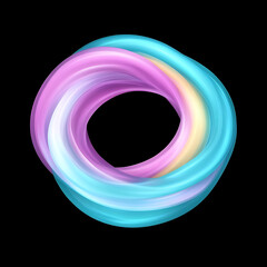 Poster - abstract torus shape art installation with swirling colors and dynamic form on dark background.