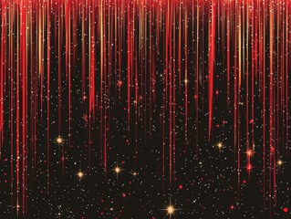 Poster - Dramatic Red Light Beams Shooting Through a Black Background with Sparkling Details