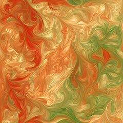 Poster - Autumnal Swirl of Colors Abstract Painting with Orange Red Green and Beige Hues Smooth Oil Texture.