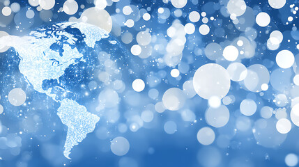 Poster - Blue World Map Sparkling with Light Accents Illustration Digital Globe Art for Global Connection.