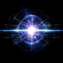 captivating energy burst visualized in circular layers radiating power and intense glowing light.