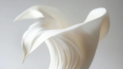 Poster - Elegant White Fabric Gracefully Flowing Against a Soft Background in a Minimalist Setting