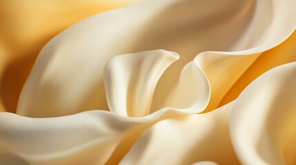 Poster - Soft Yellow Silk Fabric Draped Elegantly Showcasing Flowing Textures and Gentle Curves