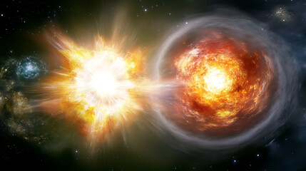 Poster - Cosmic Collision A Dance of Destruction and Creation in the Depths of Space 90char.