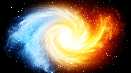 Poster - Cosmic Swirl of Fire and Ice Twirling in the Depths of the Universe a Dramatic Display.