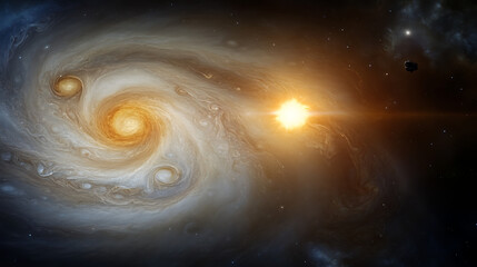 Wall Mural - Cosmic Swirl of Nebulae and Celestial Body in Outer Space Exploration and Discovery Astronomy.