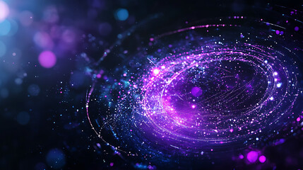 Poster - Cosmic Swirl of Purple and Blue Light Particles Galaxy Formation Visuals for Backgrounds and Design.