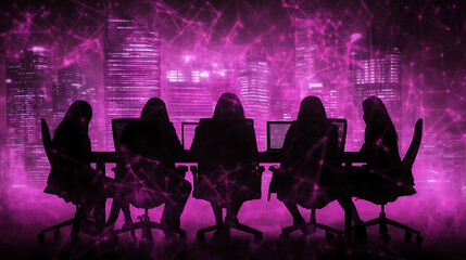 Poster - Cyber Security Meeting in the City Silhouettes.