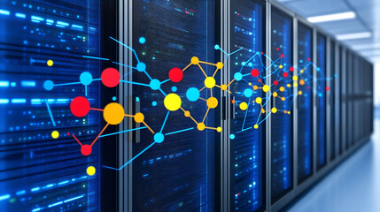 Poster - Data Center Network Connectivity and Flow Visualization in Server Room Environment Depiction.