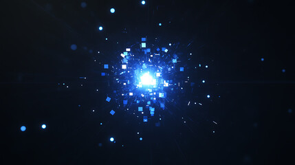 Poster - Digital Abstraction of Squares and Spheres Bursting in Blue Light with Geometric Precision.