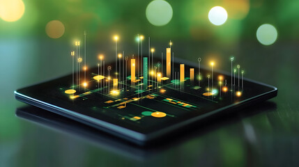 Poster - Digital Trends on Tablet Display Emerging Technology Innovations Insights and Business Data Charts.