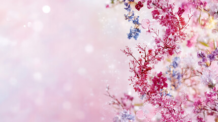 Poster - Ethereal Blossoms Bouquet Pink Purple Floral Fantasy with Sparkling Accents and Dreamy Pastel Hues.