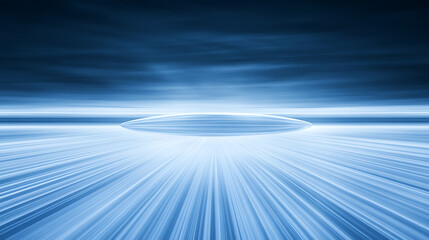 Poster - Ethereal Blue Convergence  Abstract Light Streaks Emerging From Horizon Creative Visualization.