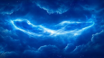 Poster - Ethereal Blue Nebula Cloudscape in Dreamy Sky.