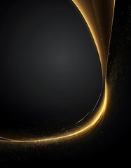 Aufkleber - Elegant Golden Ribbon Flowing Against a Dark Backdrop with Sparkling Accents