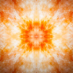 Poster - Ethereal Orange Floral Kaleidoscope Pattern Design.