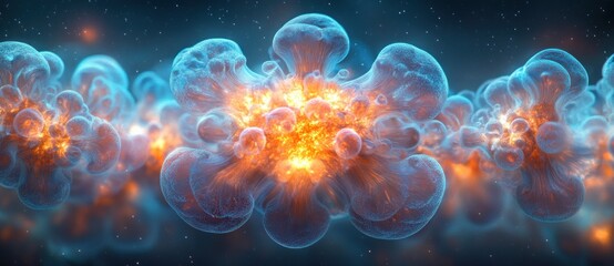 Wall Mural - Vibrant Cosmic Nebula with Glowing Star in Surreal Space Art