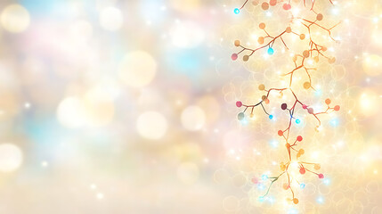 Poster - Festive Branches with Colorful Lights on a Dreamy Bokeh Background for Celebratory Occasions.